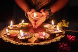 light diyas around the house