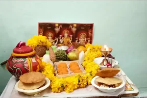 setting up an altar for dussehra at home